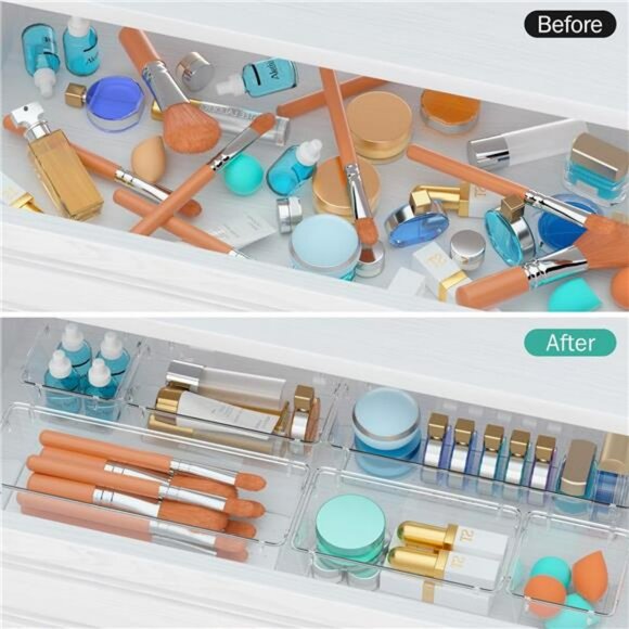 Clear Acrylic Drawer Organizer Set 6 Pack Makeup Jewelry Office Storage Bins - Picture 5 of 7